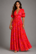 Olympe | Vestido Fluido en Rosa y Naranja
