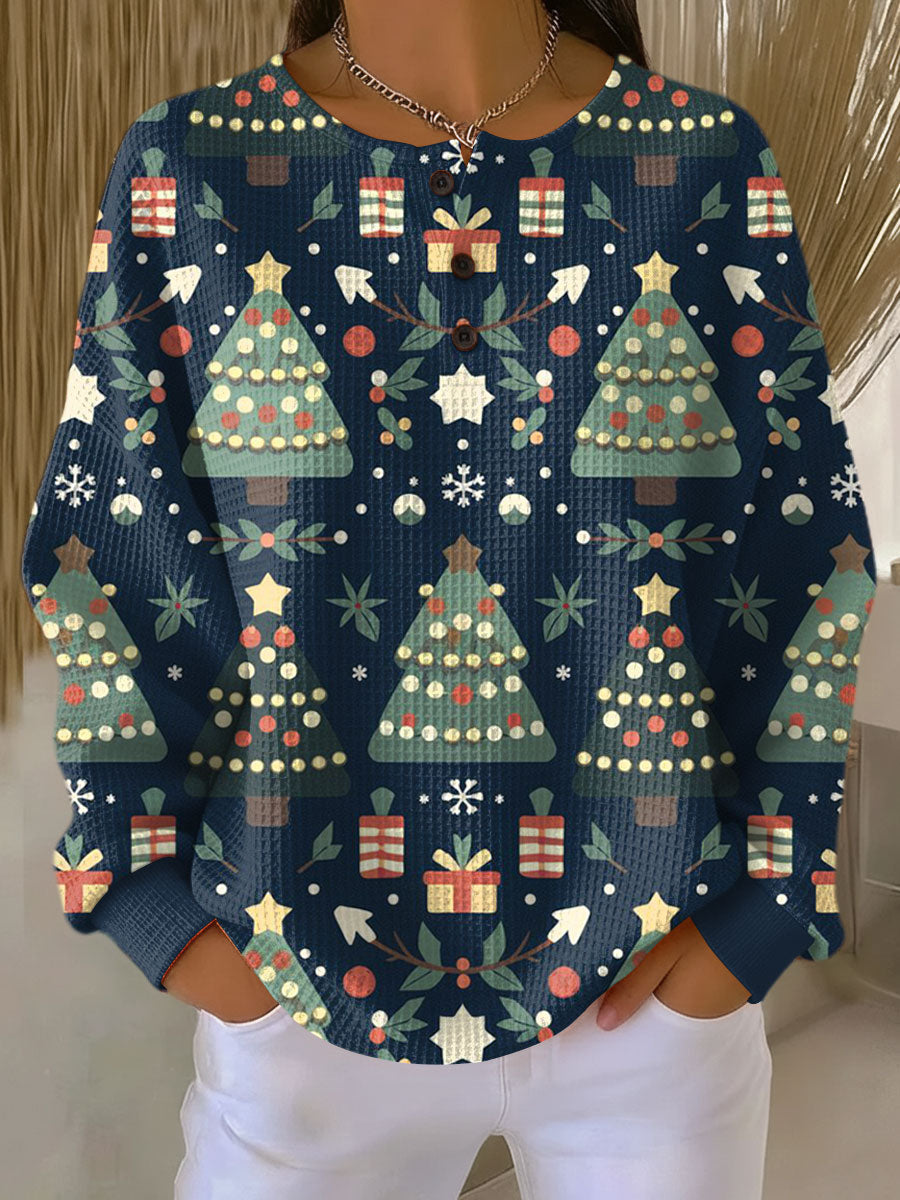 Rosa | Jersey navideño azul oscuro con abetos