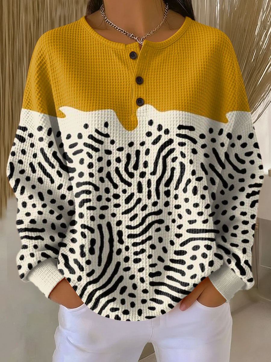 Ana | Jersey en color amarillo mostaza con patrón de puntos