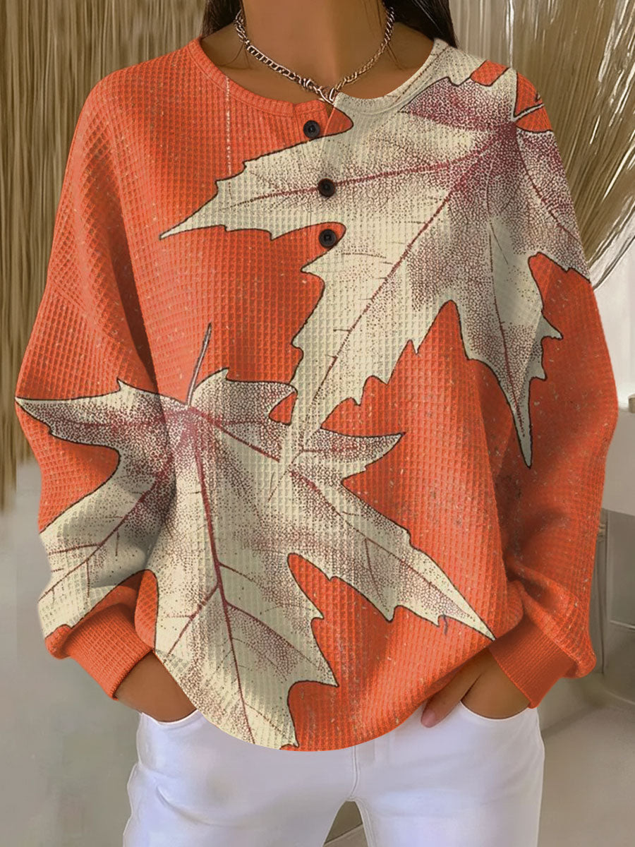 Teresa | Jersey naranja con hojas de otoño