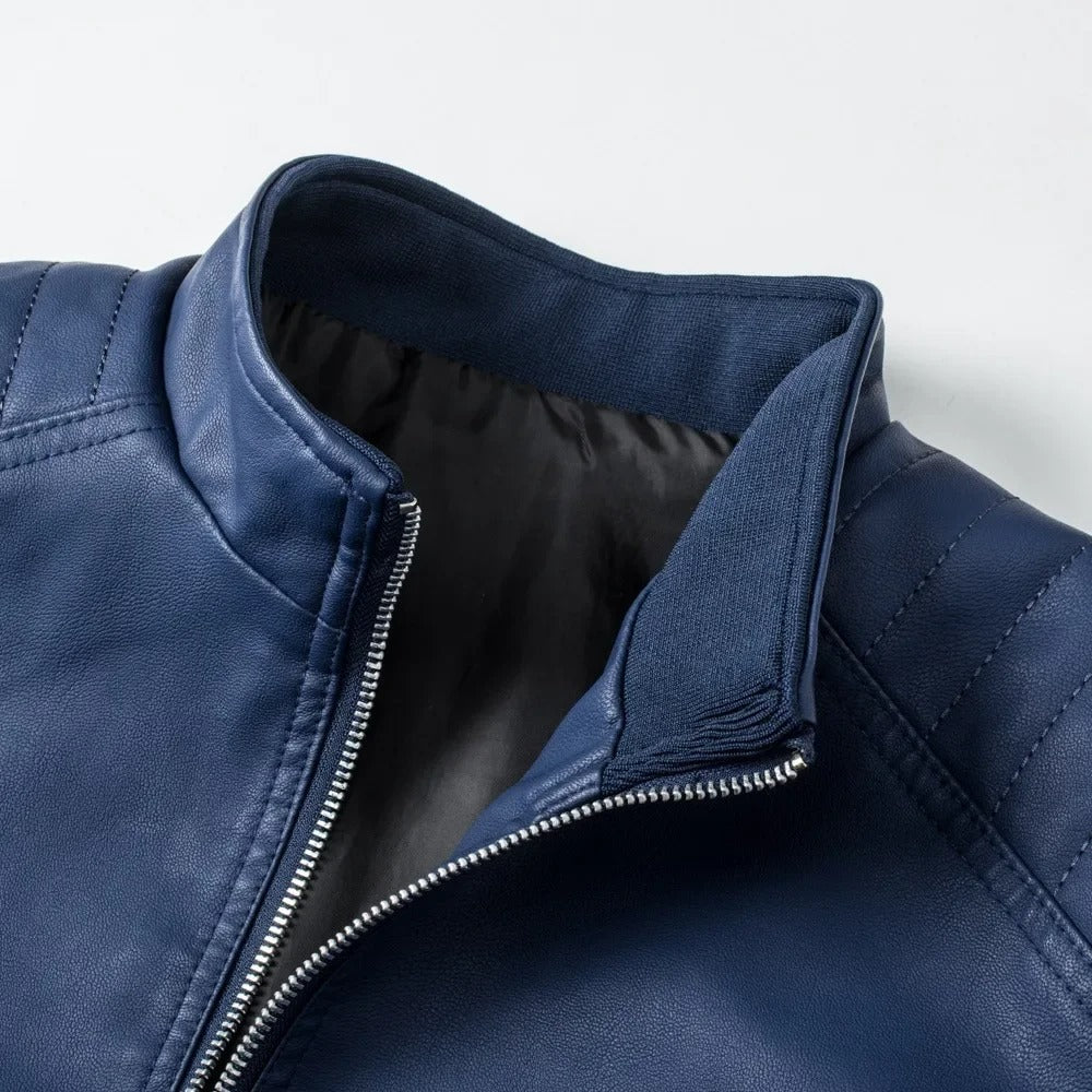 Francisco™ | Chaleco de cuero con cuello stand