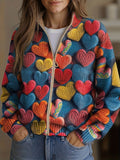 Encarna | Cárdigan de punto con motivo de corazones multicolores