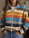 Lorena | Cárdigan de punto con patrón zigzag multicolor