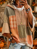 Sudadera con capucha para mujer de otoño con patchwork artístico