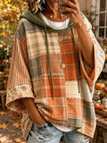 Sudadera con capucha para mujer de patchwork otoñal