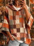 Sudadera con capucha de patchwork artístico para mujer